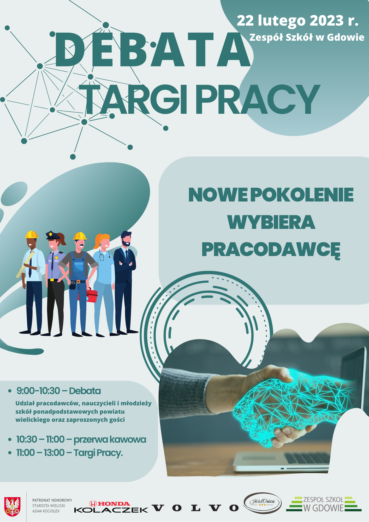 Plakat debata i targi pracy